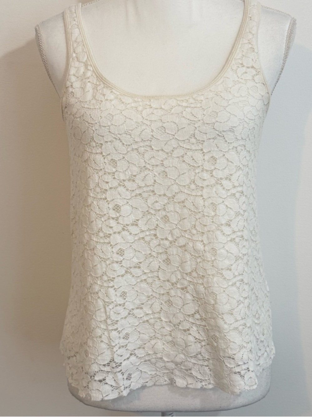 American Eagle Outfitters Floral Lace Tank Top Zip Back Sleeveless Size S/P